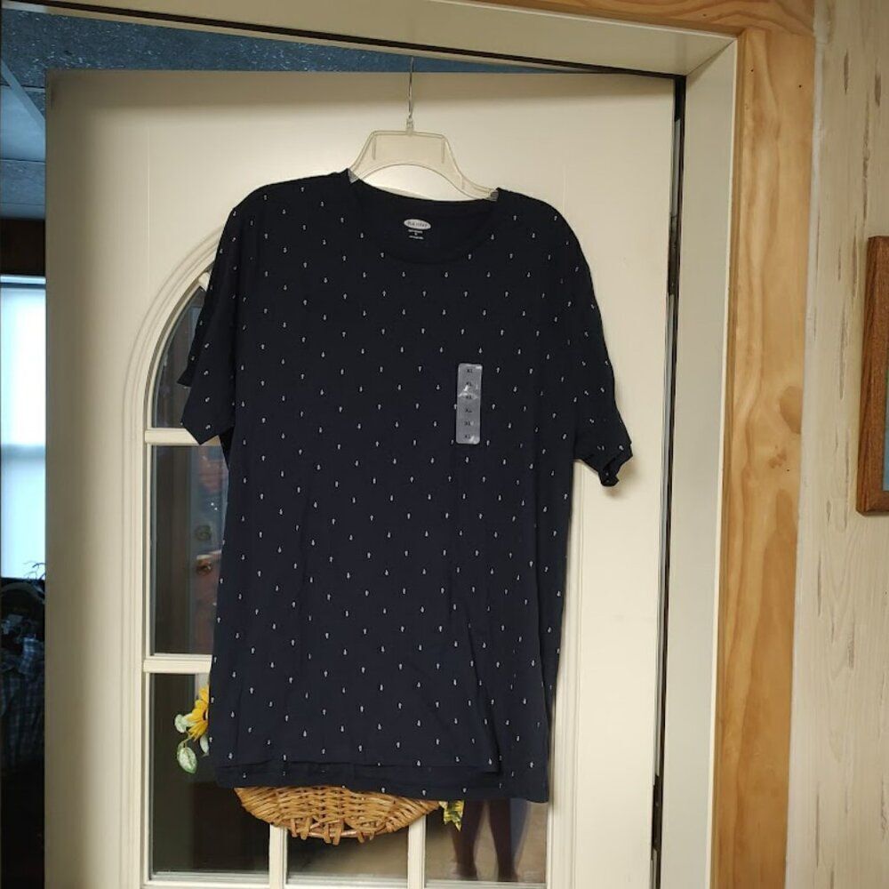 New Old Navy Soft Washed Navy Blue With Anchors Shirt Size Men's XL